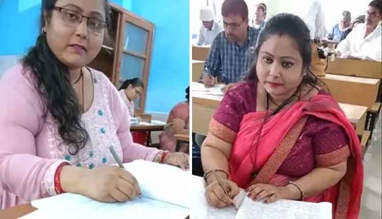 Teacher reels while exam papers correction 1