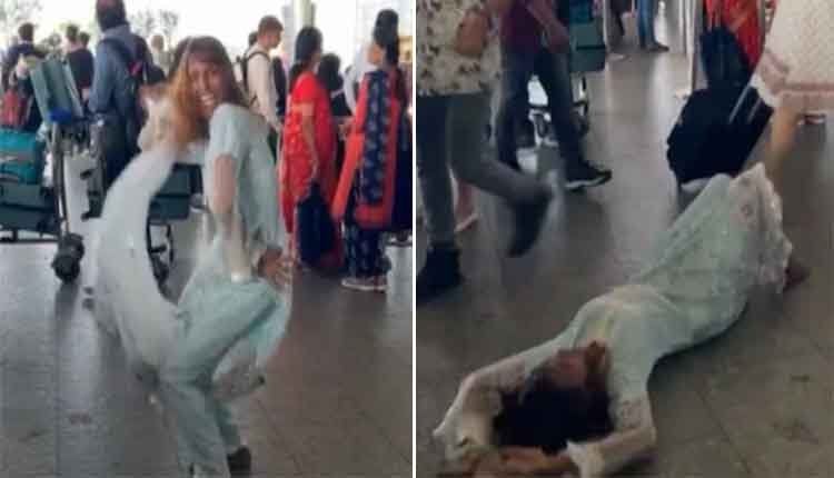 girl reels on mumbai airport