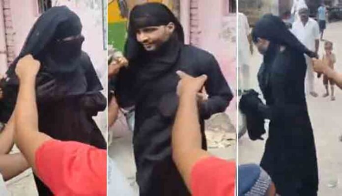 boy came to meet lover wearing burqa