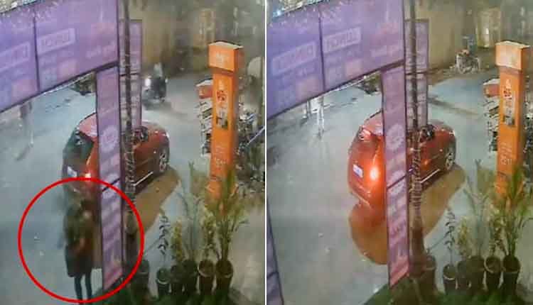 noida woman in bmw steals flower pot