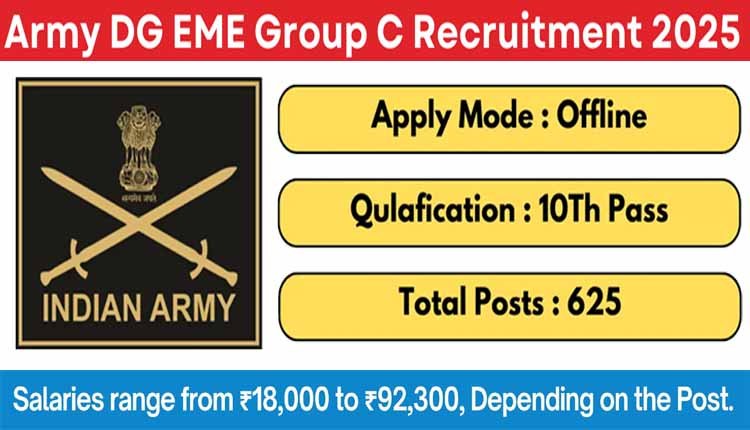 Army DGEME Group C Recruitment 625 posts