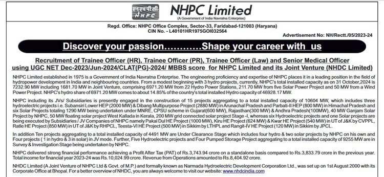 NHPC Recruitment 118 Traine posts 2