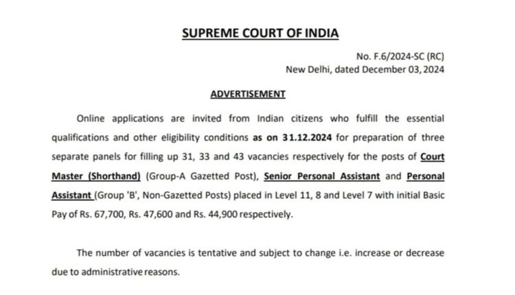 Supreme Court of India jobs 107 posts 0