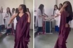 Young teacher dance in classroom 0