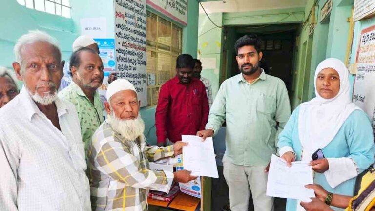 E-Khata campaign launch at Gudibande Town Panchayat office with residents attending