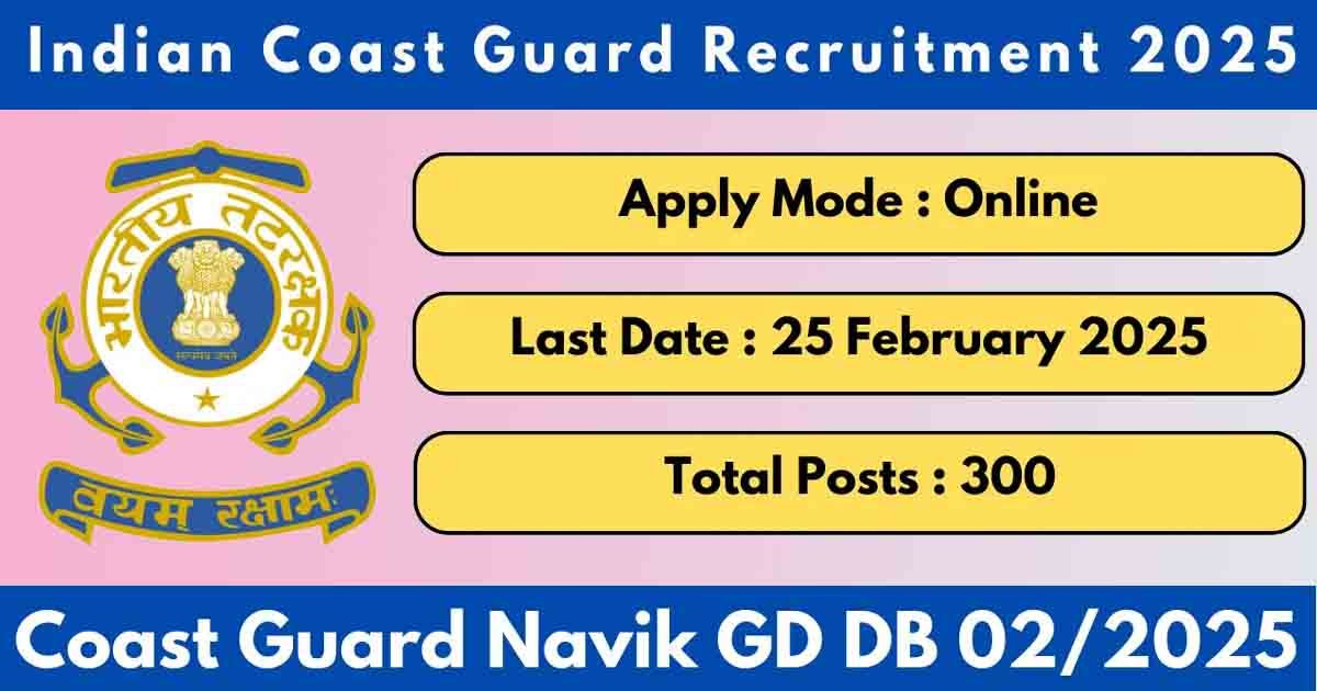 Indian Coast Guard Recruitment 2025 - Apply Online for Navik (GD & DB) Posts