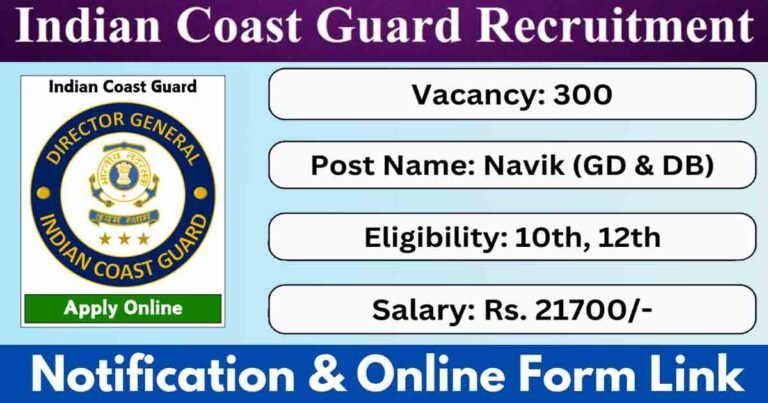 Indian Coast Guard Recruitment 2025 - Apply Online for Navik (GD & DB) Posts