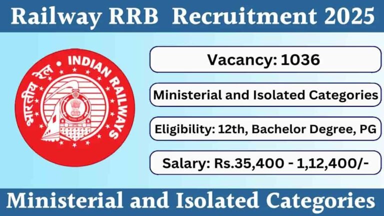 RRB Ministerial & Isolated Categories Recruitment 2025 - 1036 Vacancies