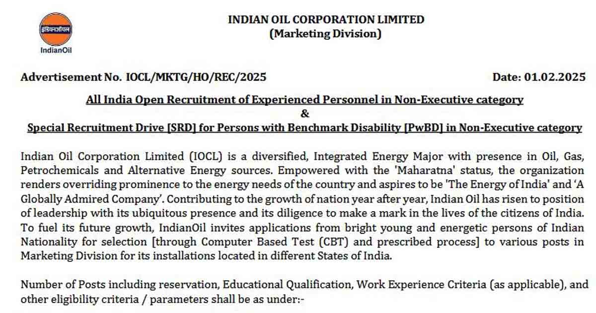 "IOCL Recruitment 2025 - Apply Online for 246 Junior Posts at Indian Oil | Sarkari Naukri & Government Jobs"