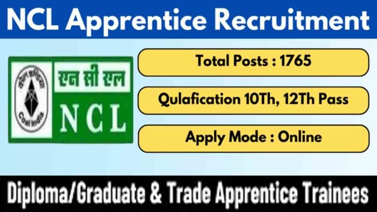 "NCL Northern Coalfields Limited 2025 Apprentice Recruitment for ITI, Diploma, BE, and Graduates"