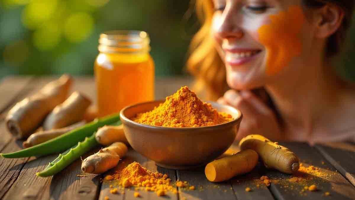 "Turmeric benefits for healthy skin and strong hair"