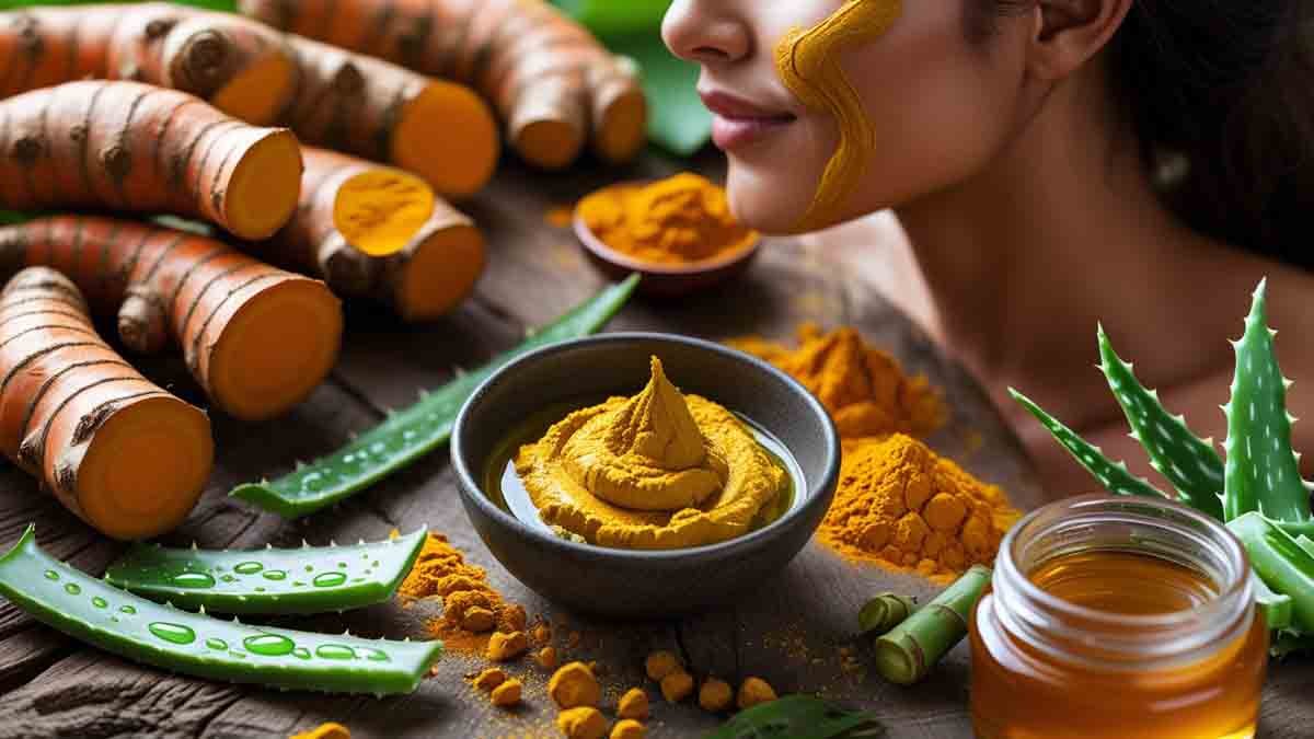 "Turmeric benefits for healthy skin and strong hair"