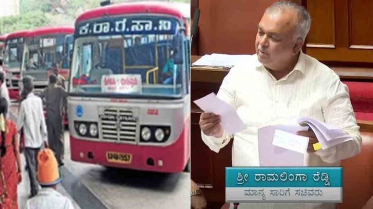 Shakti Yojana - Karnataka State Road Transport Corporation (KSRTC) buses parked at a depot amid financial crisis.