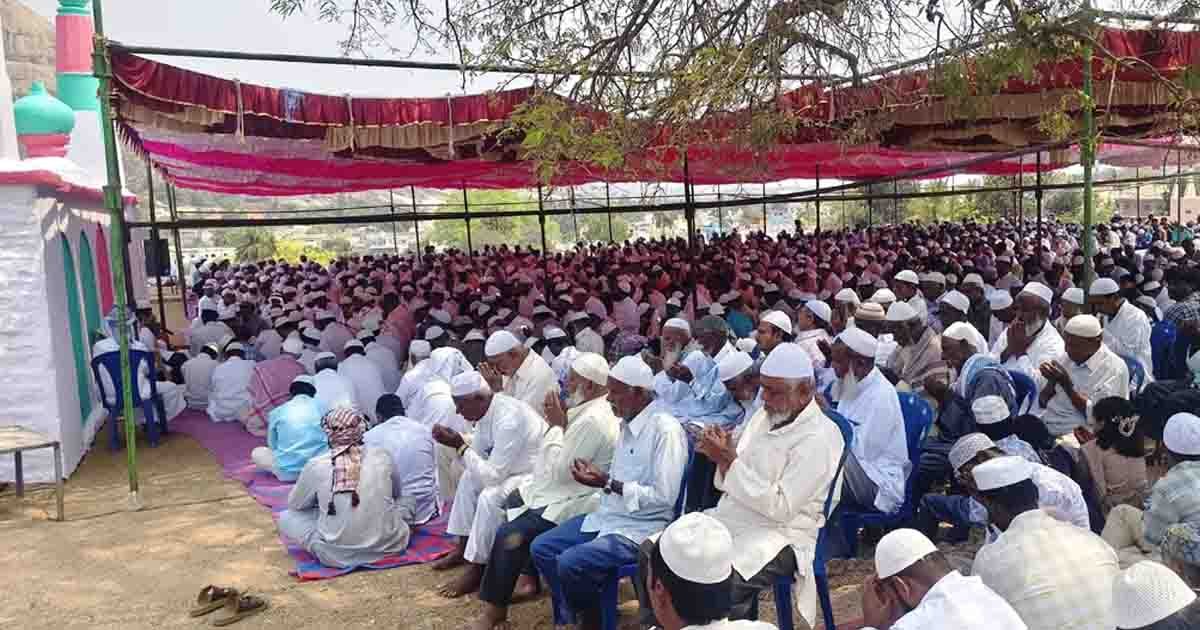 ramadan 2025 - Muslim community offering mass prayers at Eidgah ground during Ramzan in Gudibande