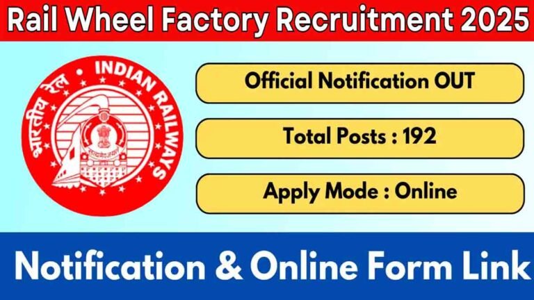 Rail Wheel Factory (RWF) Act Apprentice Recruitment 2024-25 - Job Notification