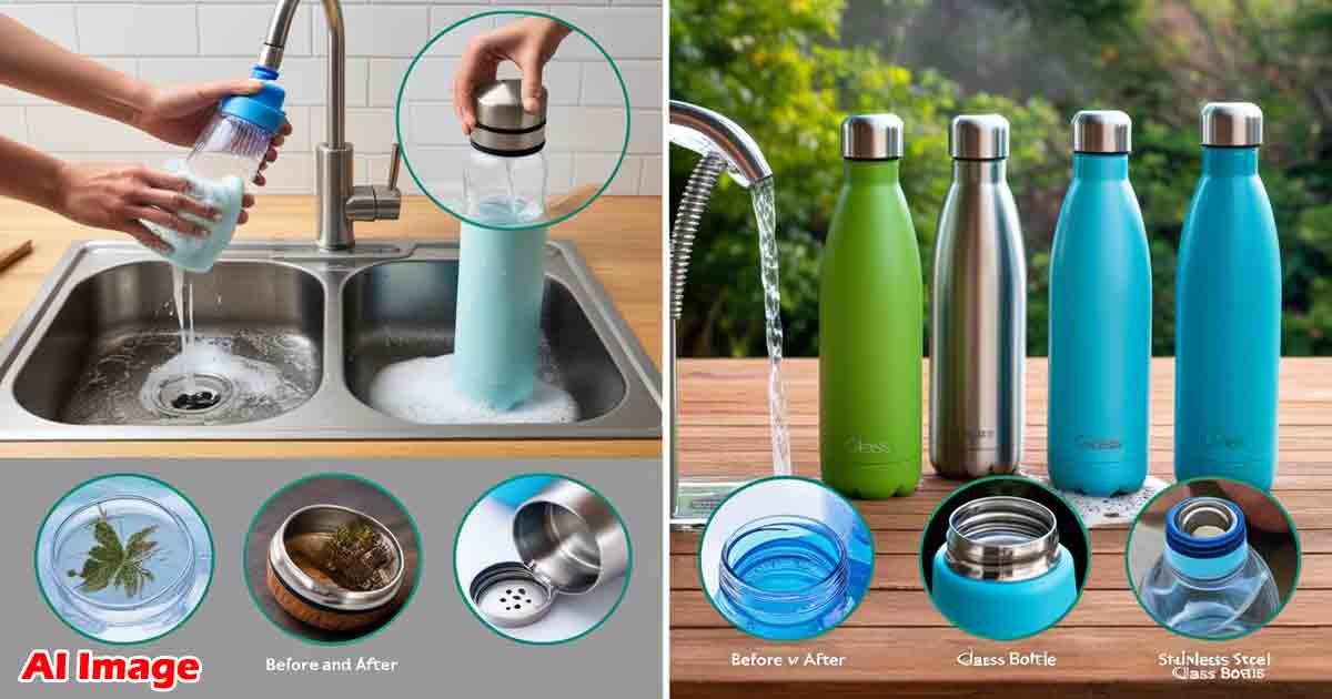 Water Bottles - Proper way to clean a reusable water bottle using hot water and soap