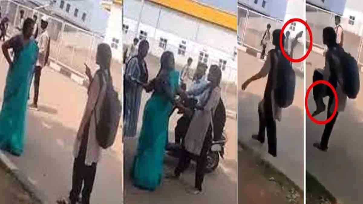 Viral Video - Female student assaults teacher with slipper at Raghu Engineering College; viral video sparks outrage