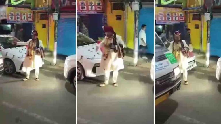 Viral Video - Indian groom halts his grand wedding procession to make way for an emergency ambulance, showcasing humanity and compassion