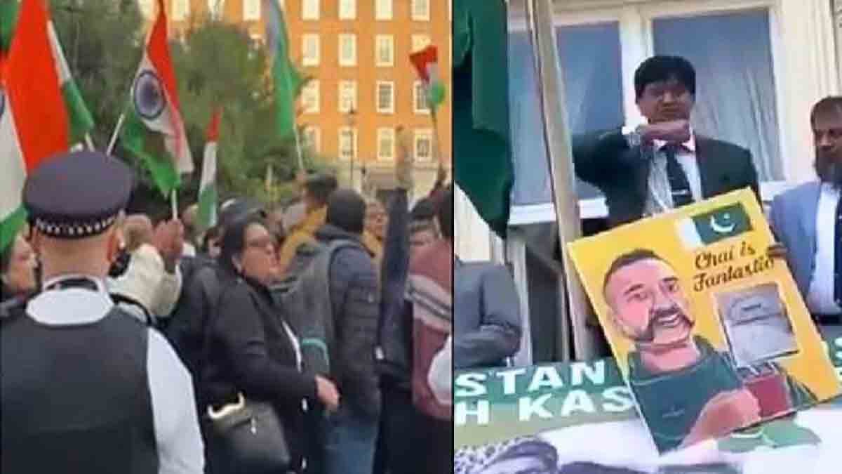 Pahalgam Attack - Pak Diplomat Makes Threatening Gesture at UK Protest Over Pahalgam Attack