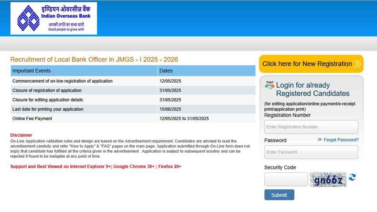 IOB Recruitment 2025 – Apply for 400 Local Bank Officer Posts across India
