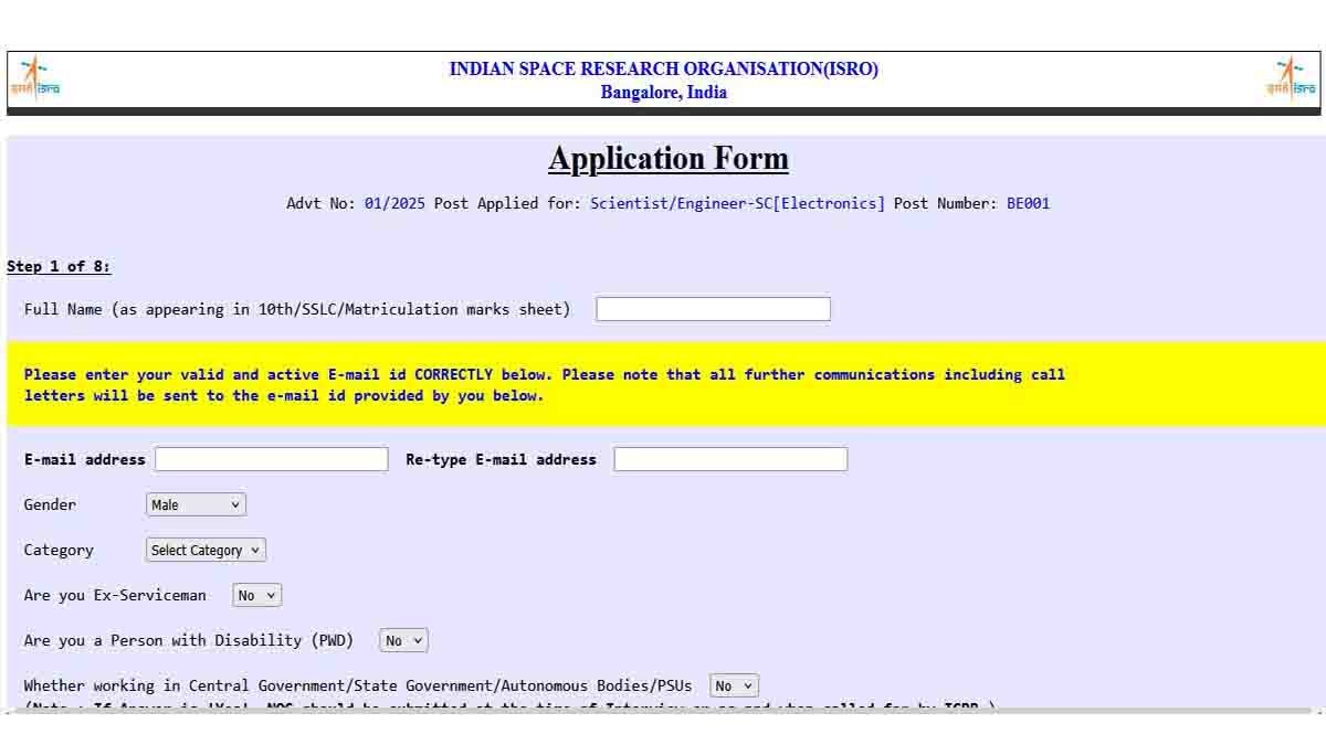 ISRO Recruitment 2025 – Apply Online for Scientist and Engineer Jobs
