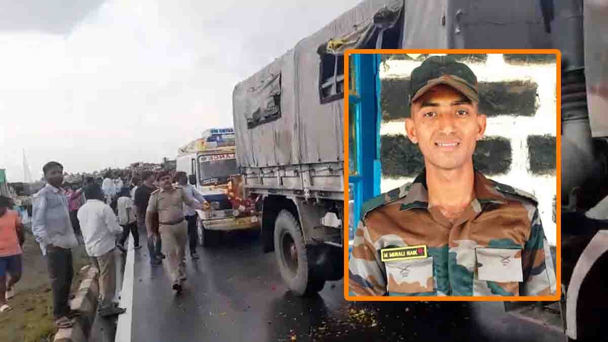 soldier Murali Naik being honored with military salute by Indian Army at Kempegowda International Airport, Bengaluru, before being taken to his native village Kallikonda in Chikkaballapur district