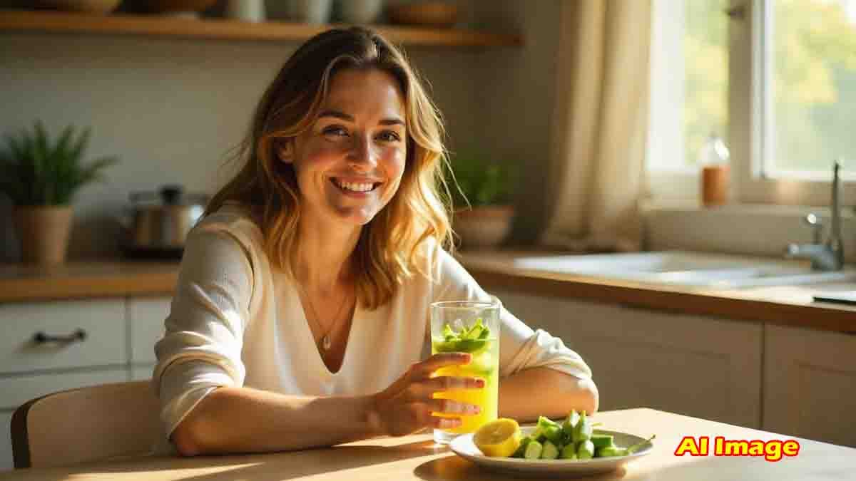 A glass of okra water with turmeric – a natural health drink for blood sugar, skin glow, digestion, and immunity