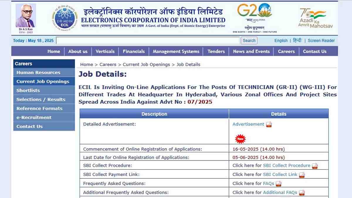 ECIL Recruitment 2025 – Apply Online for 125 Graduate Engineer and Technician Vacancies in Bengaluru