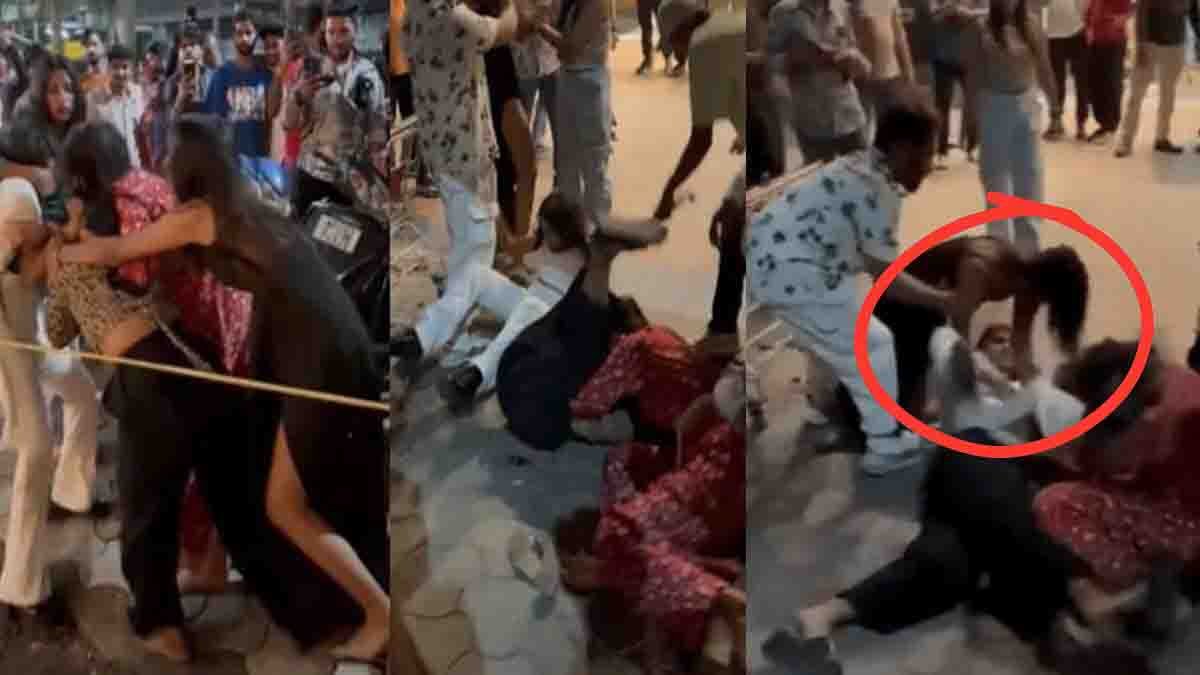 Young women fighting outside Indore pub in Vijay Nagar Indore – viral video