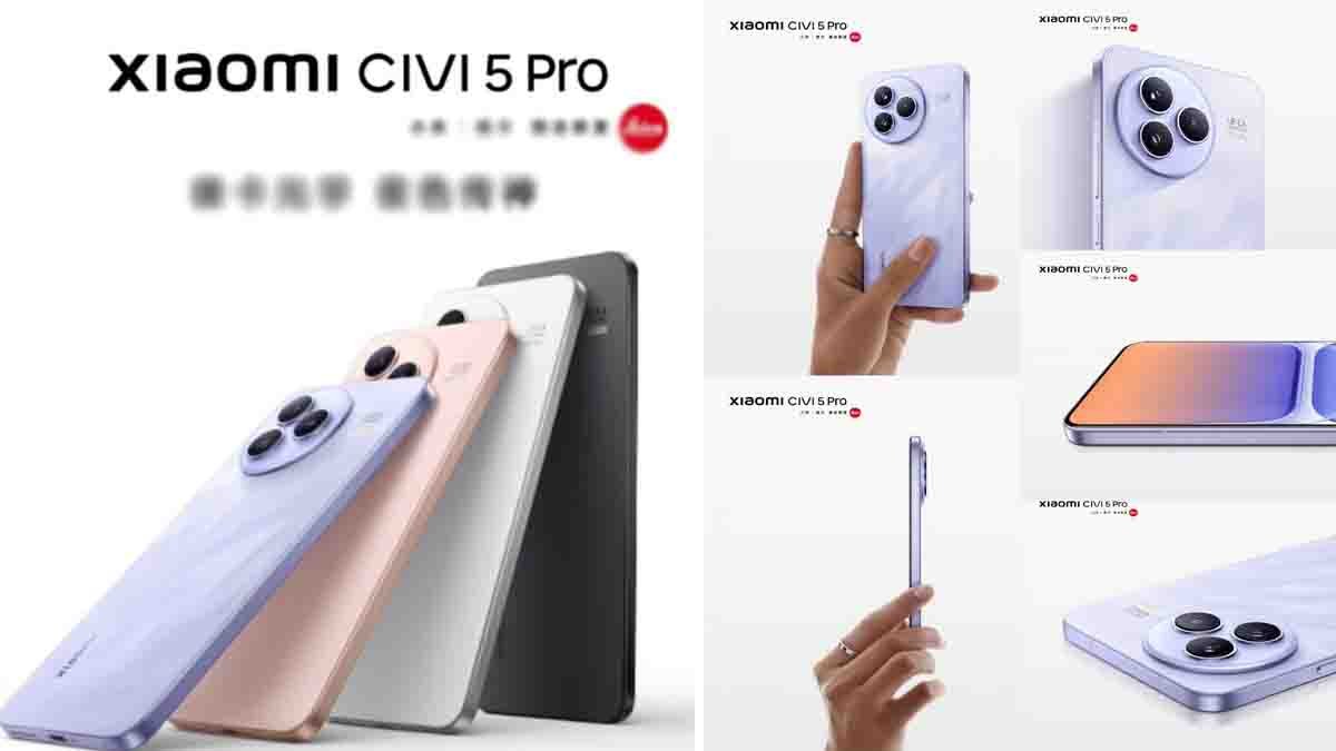 Xiaomi Civi 5 Pro smartphone in Nebula Purple and Sakura Pink colors showcasing ultra-slim bezel design, Leica-powered triple camera, and 6.55-inch OLED display