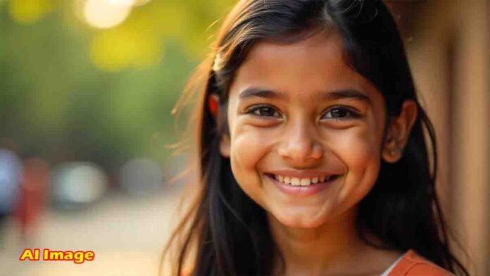 A young woman smiling with visible cheek dimples, showing the natural facial muscle formation - Dimple Smile