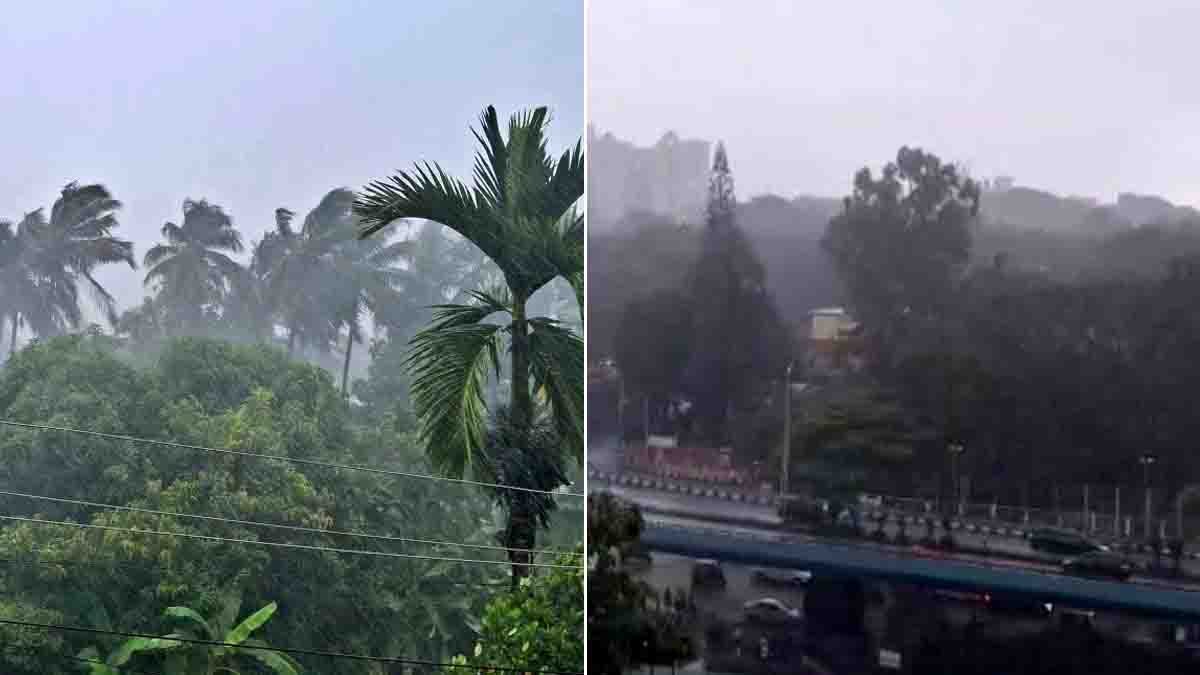 Heavy rain in Karnataka with dark clouds, farmers and villagers experiencing monsoon showers - Karnataka Rains