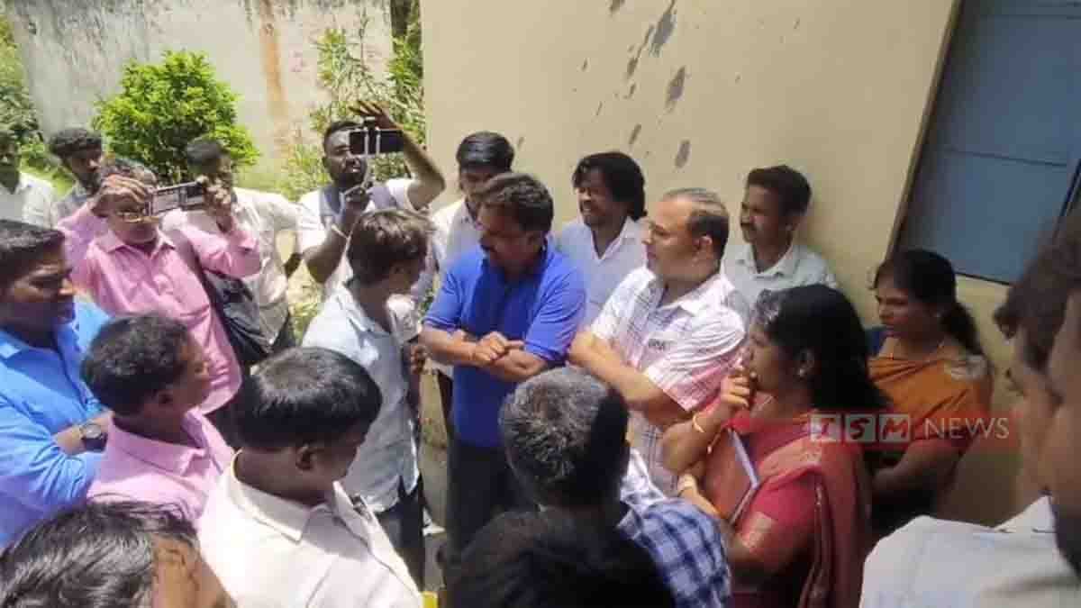 Local Issues - illagers protesting incomplete Ambedkar Bhavan construction in Hampasandra, Gudibande taluk, Chikkaballapur district