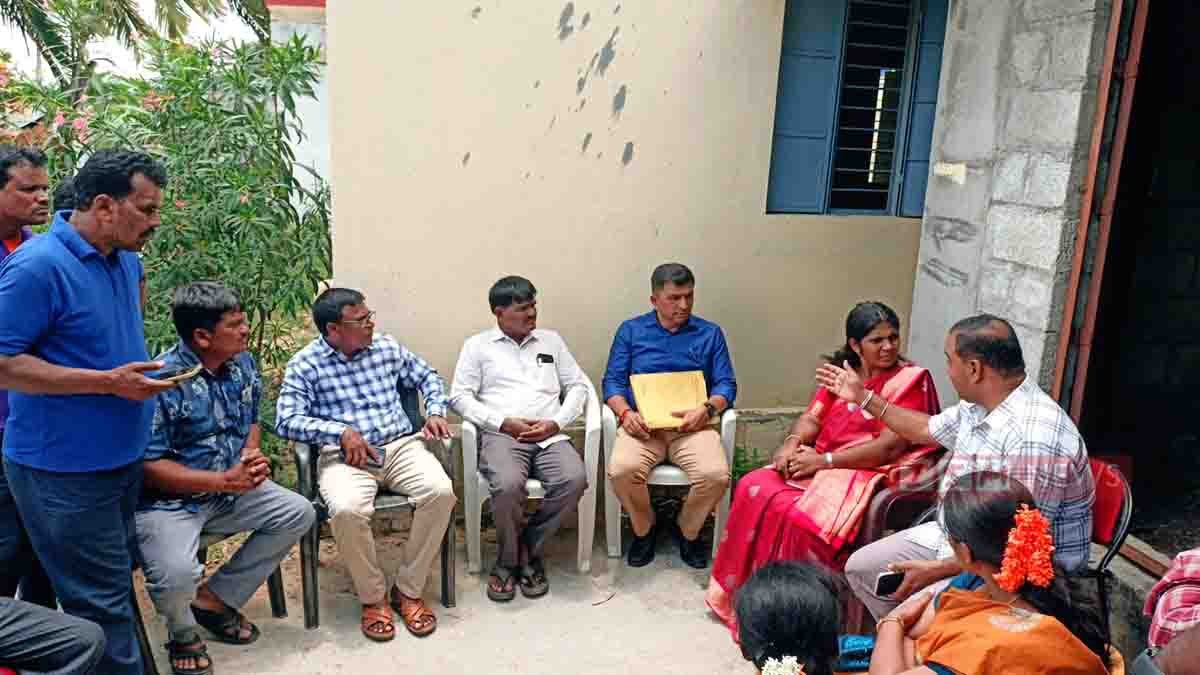 Local Issues - illagers protesting incomplete Ambedkar Bhavan construction in Hampasandra, Gudibande taluk, Chikkaballapur district