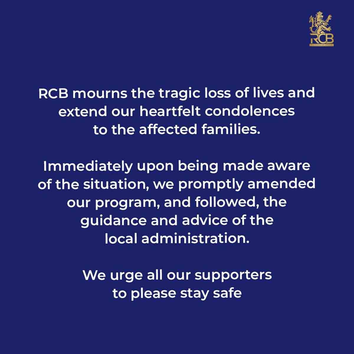 Chinnaswamy Stadium - Virat Kohli and RCB respond to Chinnaswamy stampede tragedy