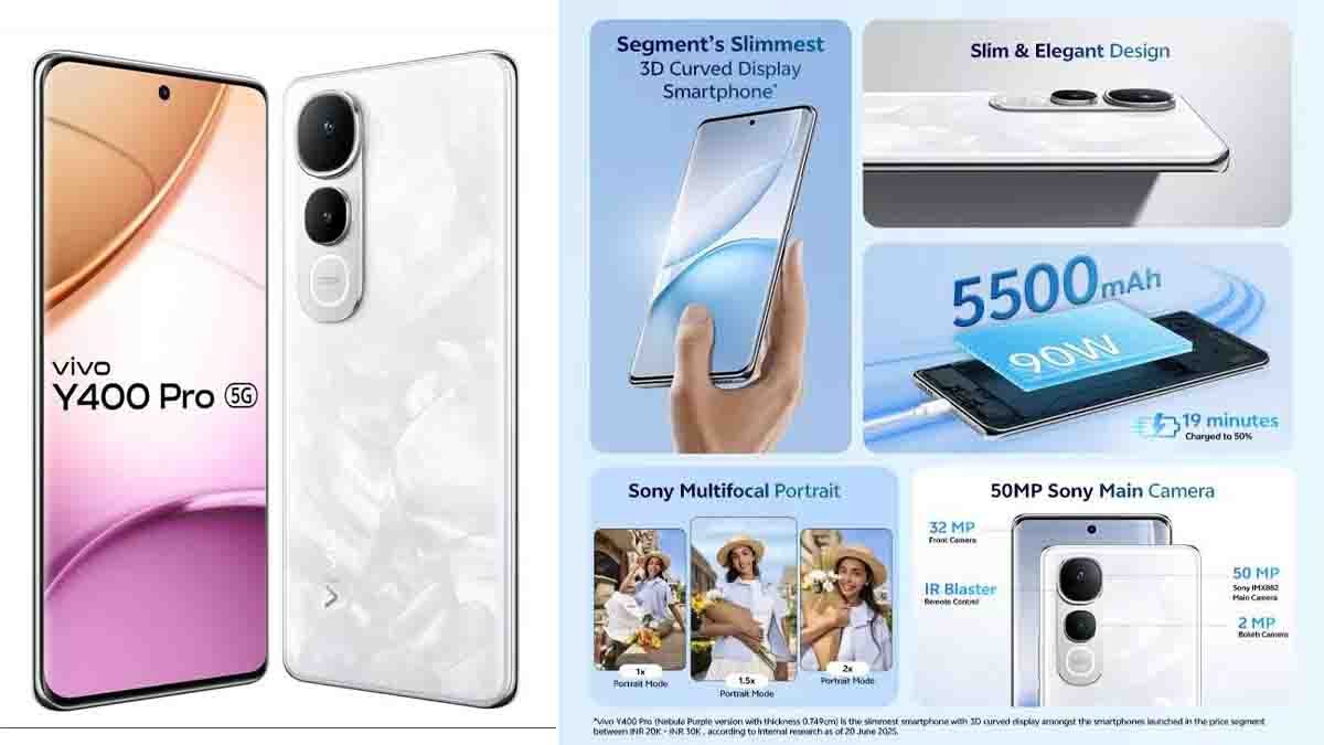 Vivo Y400 Pro 5G Smartphone with 50MP Selfie Camera and 5500mAh Battery