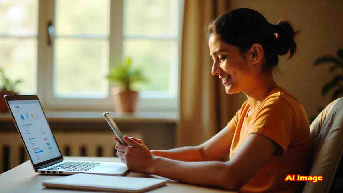 Young Indian student learning Artificial Intelligence using smartphone through Google free AI course at home