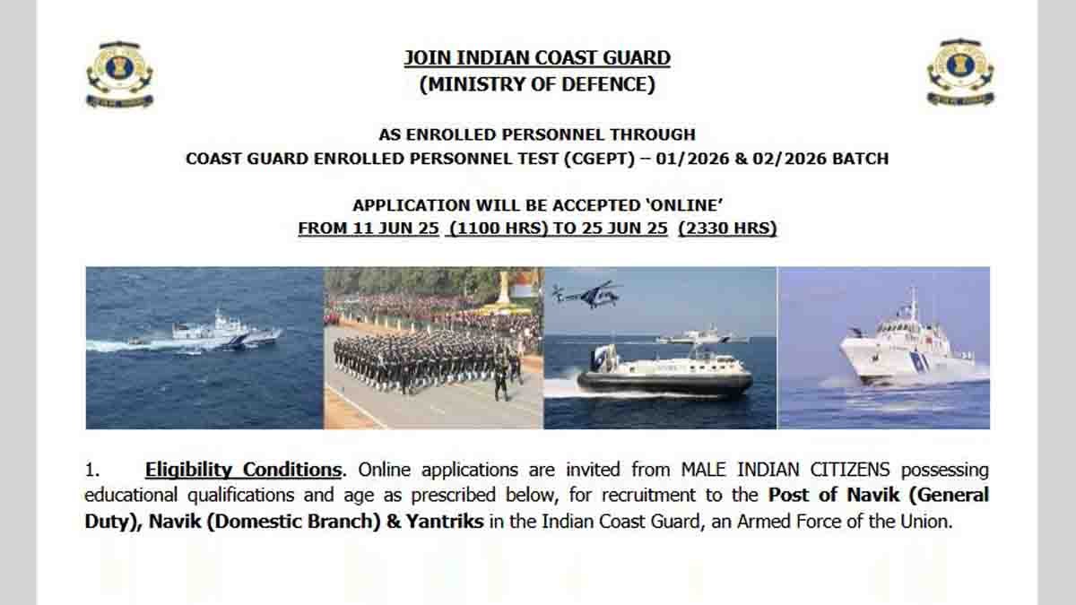 Indian Coast Guard officers on duty at sea during sunrise – Recruitment 2025 - Job Alert