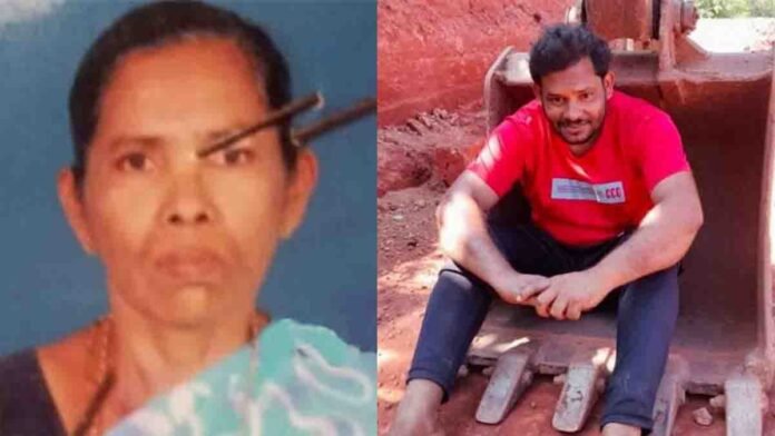 Crime scene where a son murdered his mother and set her body on fire in Kasaragod