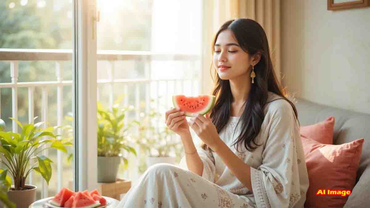 Fresh watermelon slices with morning sunlight – benefits of eating watermelon on an empty stomach