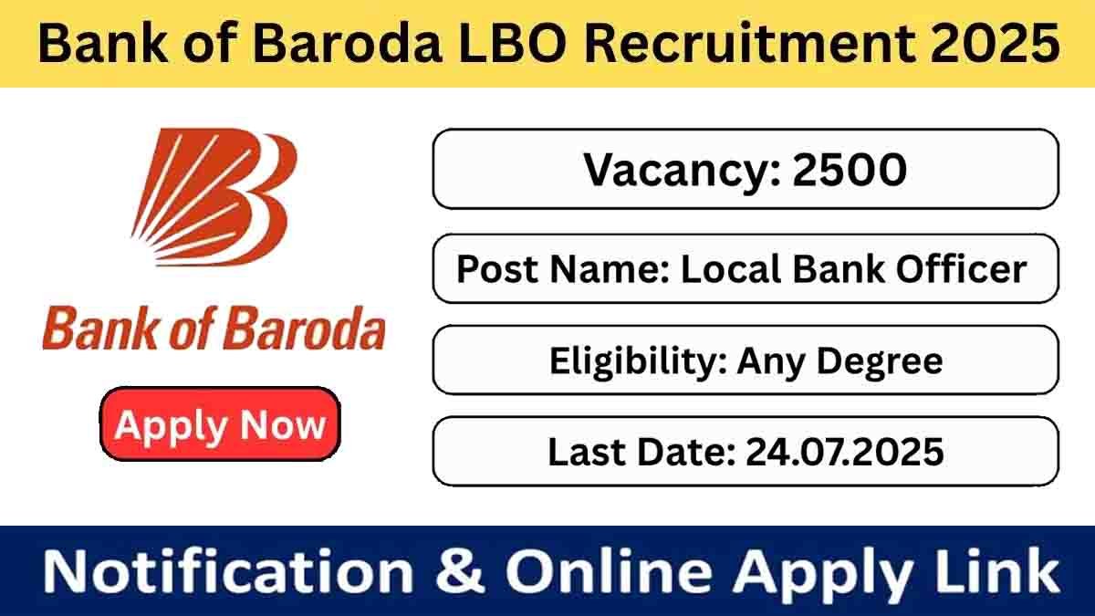 Bank of Baroda Recruitment 2025 – Apply Online for 2500 Local Bank Officer Posts – Salary, Age Limit, Application Process