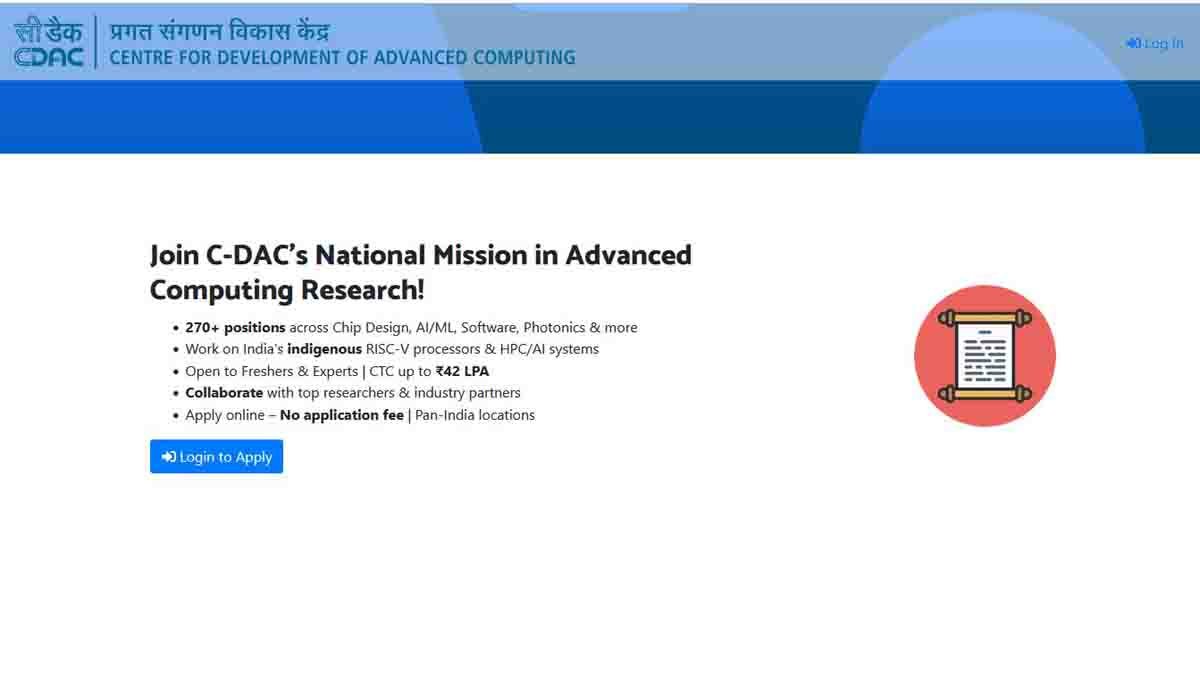 CDAC Recruitment 2025 Notification – Apply for 280 Technical Manager and Design Engineer Posts