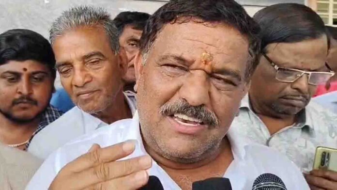 Congress MLA S.N. Subbareddy speaks to media after ED raid at his Bagepalli residence