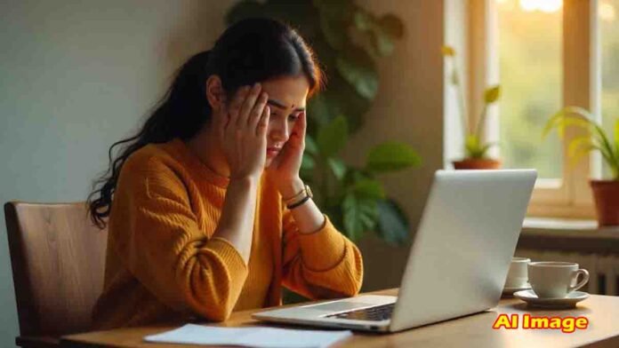 Woman practicing yoga eye exercises for screen-strained eyes - Eye care