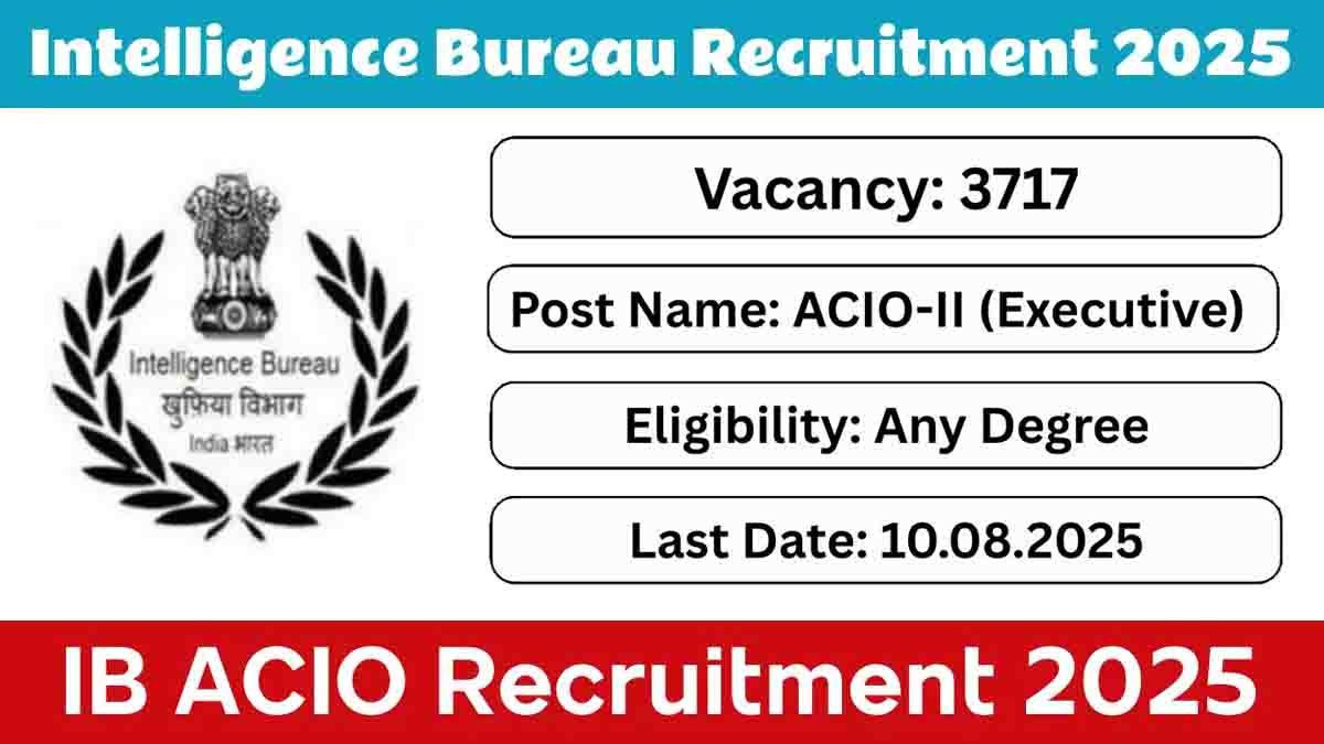 Intelligence Bureau ACIO Recruitment 2025 Notification Released – Apply for 3717 Posts