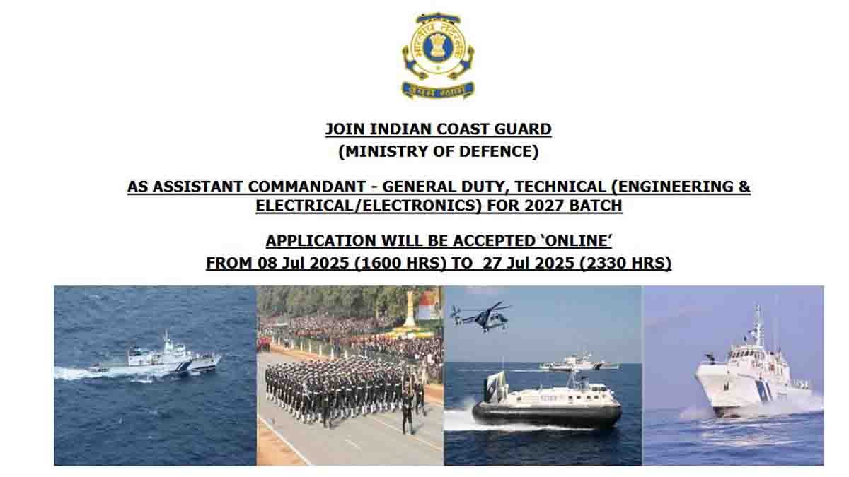 Apply now for Indian Coast Guard Assistant Commandant 2025 – 170 Posts