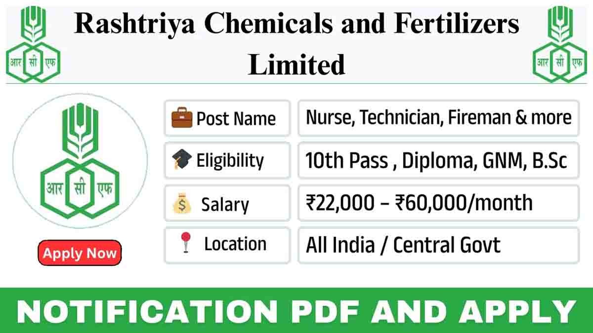 RCFL 2025 Recruitment – Apply Online for Technical and Medical Jobs