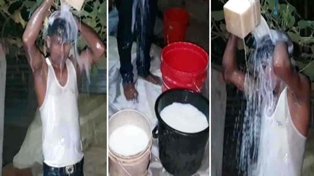 Assam Man Celebrates Divorce with Joyful Milk Bath – Viral Moment