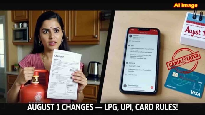 August 2025 Financial Rules Changes in India – LPG Price Drop, UPI New Limits, SBI Credit Card Insurance Removal, RBI Trading Hours Extended