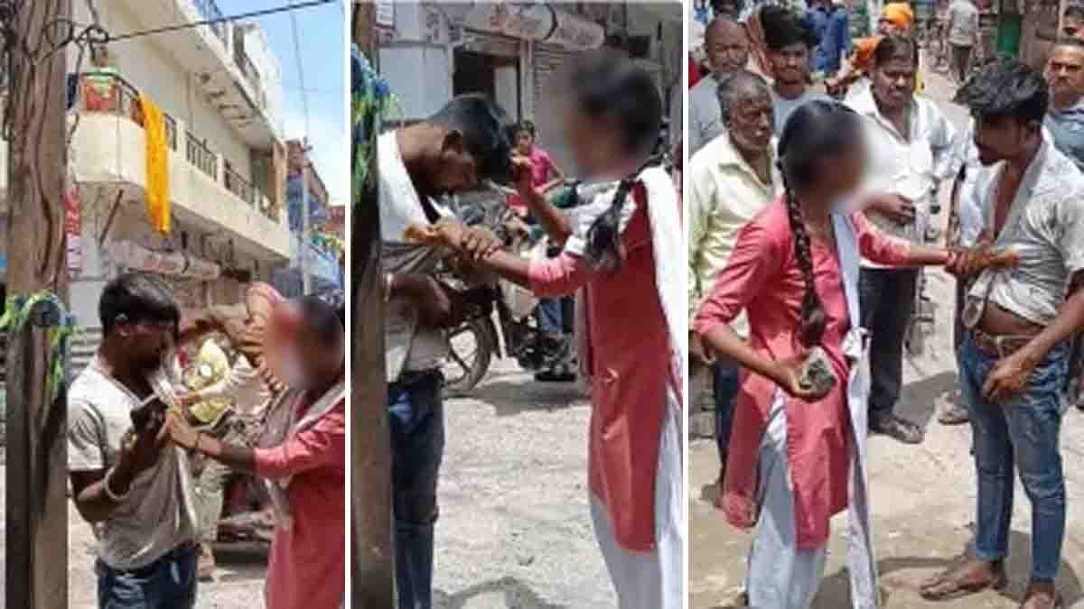 Brave school girl slaps harasser with sandal on busy street in Unnao, Uttar Pradesh
